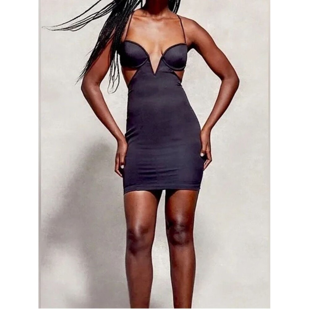 Black Bodycon Cutout Mini Dress edgy coquette noir glam